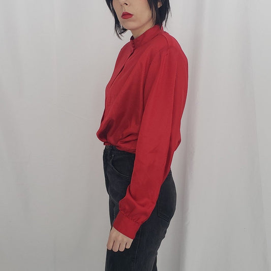 80s Red Satin Top