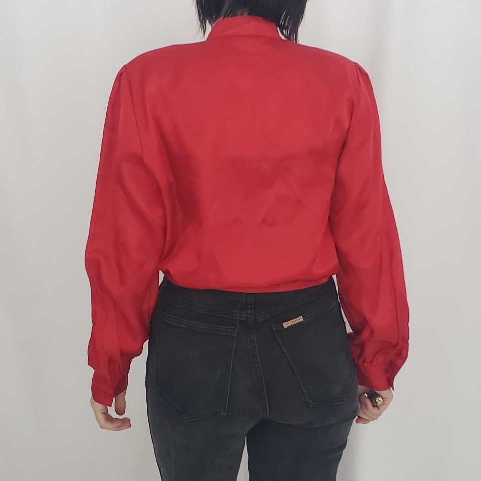 80s Red Satin Top
