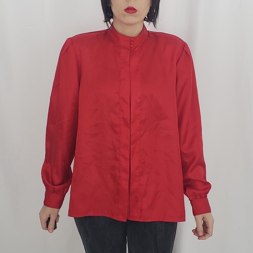 80s Red Satin Top