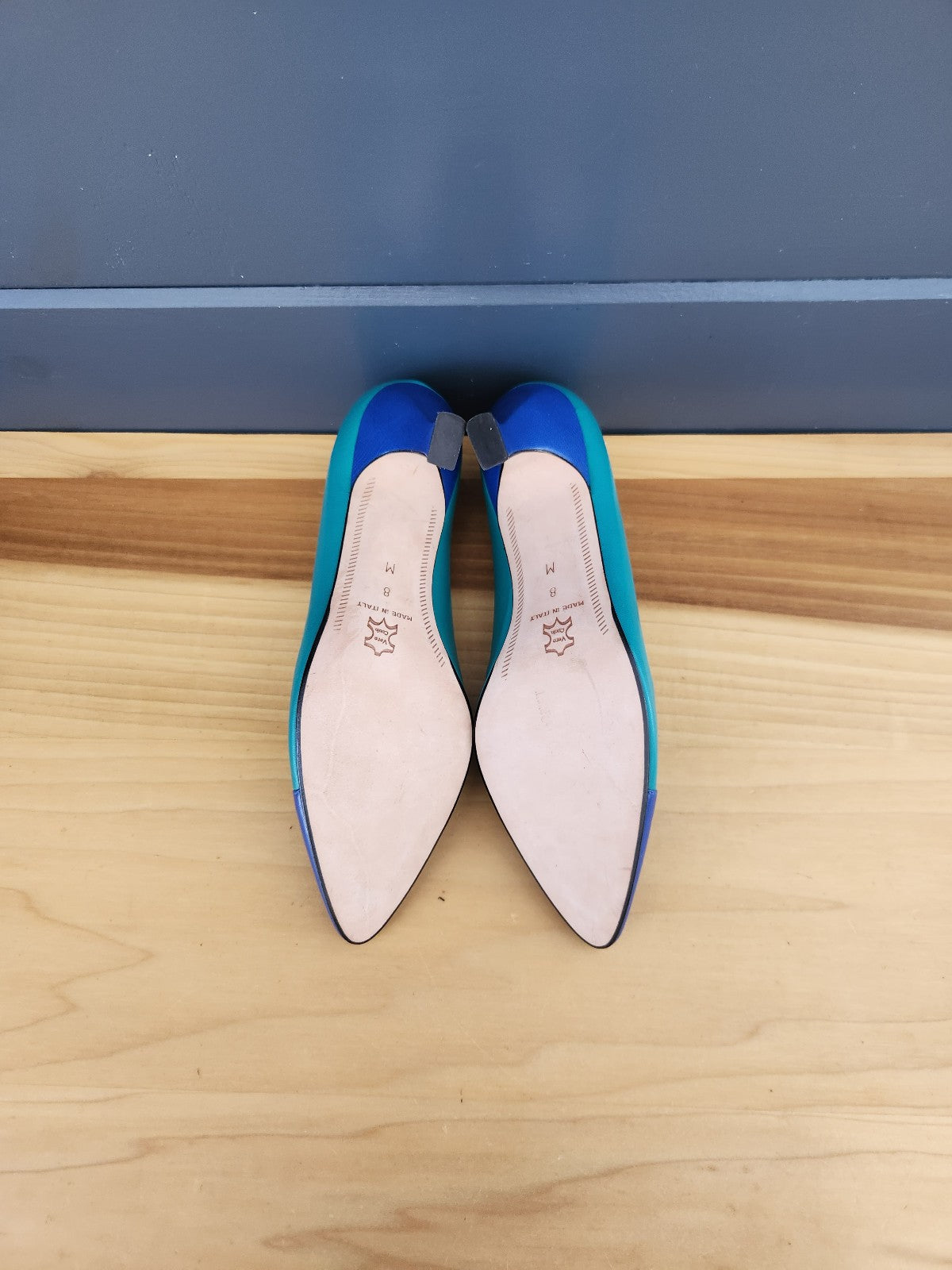 80s Teal and Blue Leather Pumps