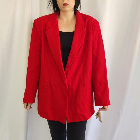 90s Deadstock Red Wool Blazer