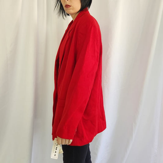 90s Deadstock Red Wool Blazer