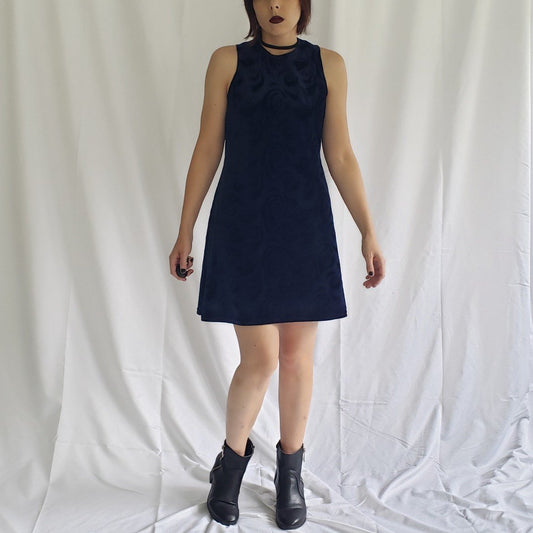 90s/Y2K Blue Velvet Sleeveless Mini Dress