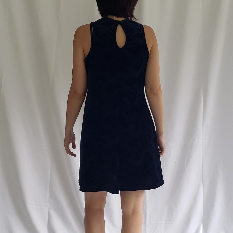 90s/Y2K Blue Velvet Sleeveless Mini Dress