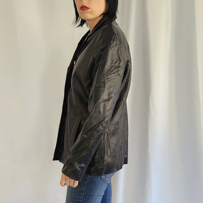 Y2K Black Zip Up Leather Jacket