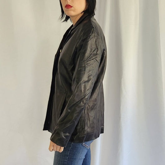 Y2K Black Zip Up Leather Jacket