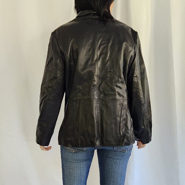 Y2K Black Zip Up Leather Jacket