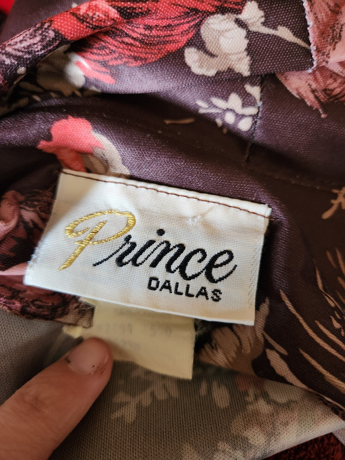 70s Brown and Pink Floral Print Button Down Blouse