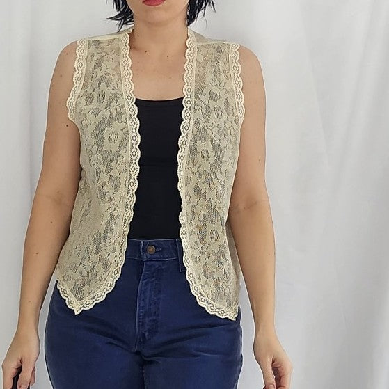 70s/80s Beige Lace Vest