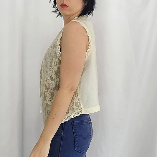 70s/80s Beige Lace Vest