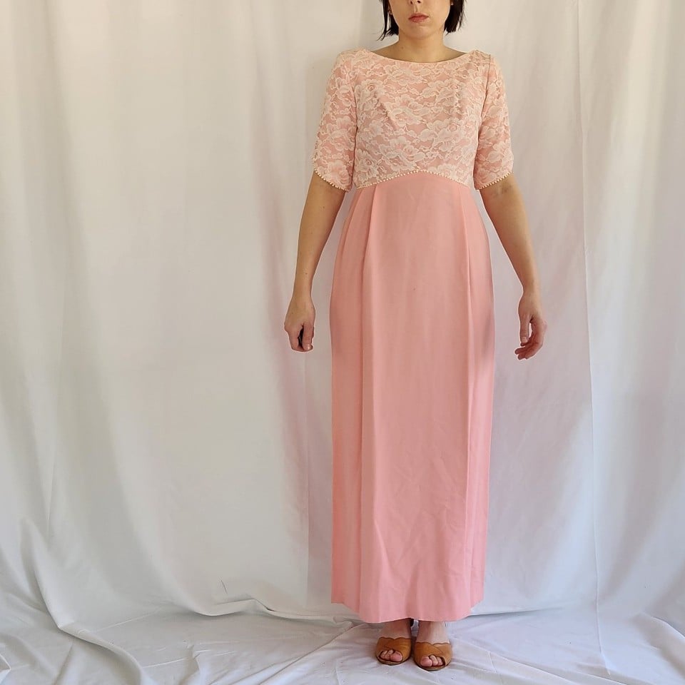 60s Pink and White Hand Made Gown