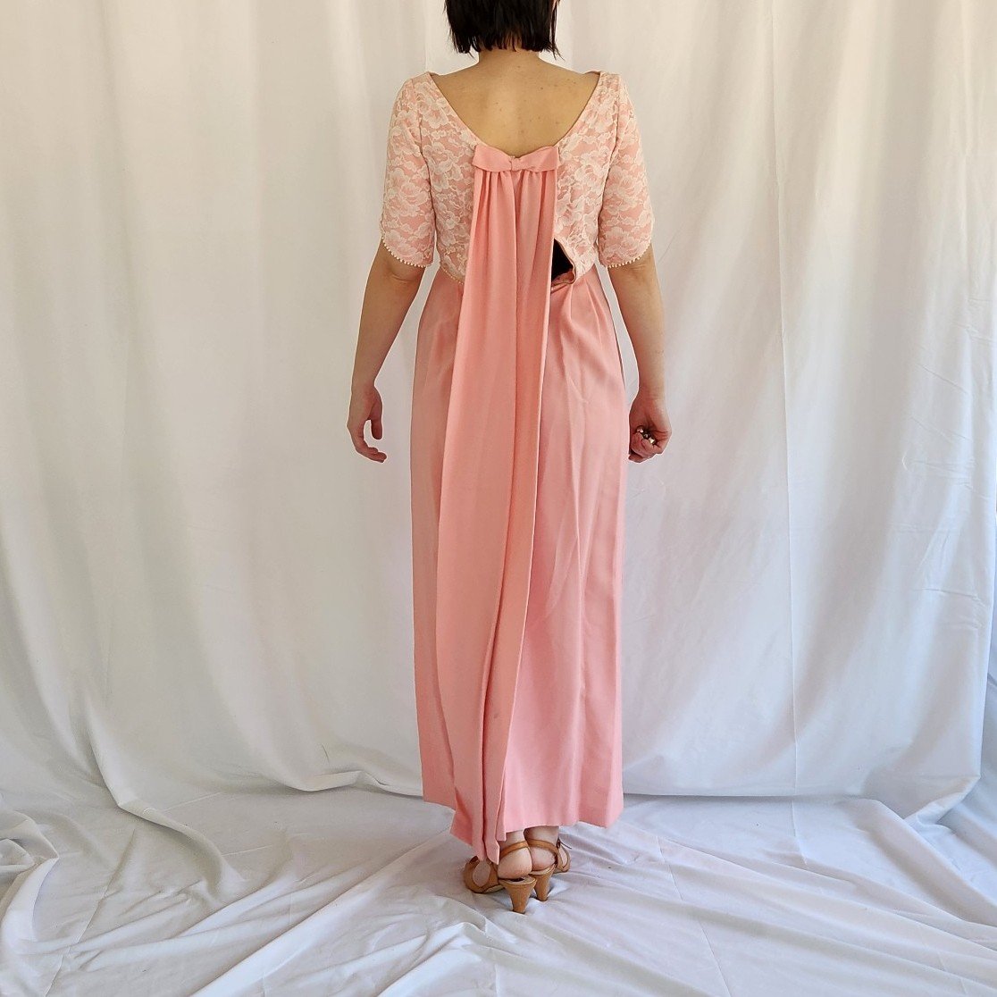 60s Pink and White Hand Made Gown