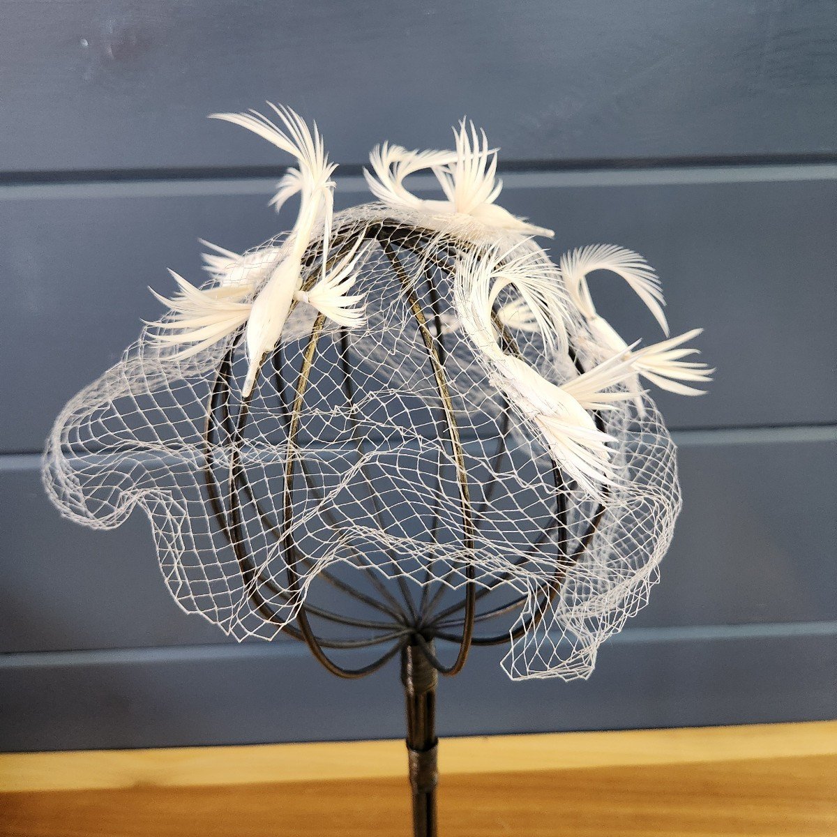 Vintage White Bird Hair Veil