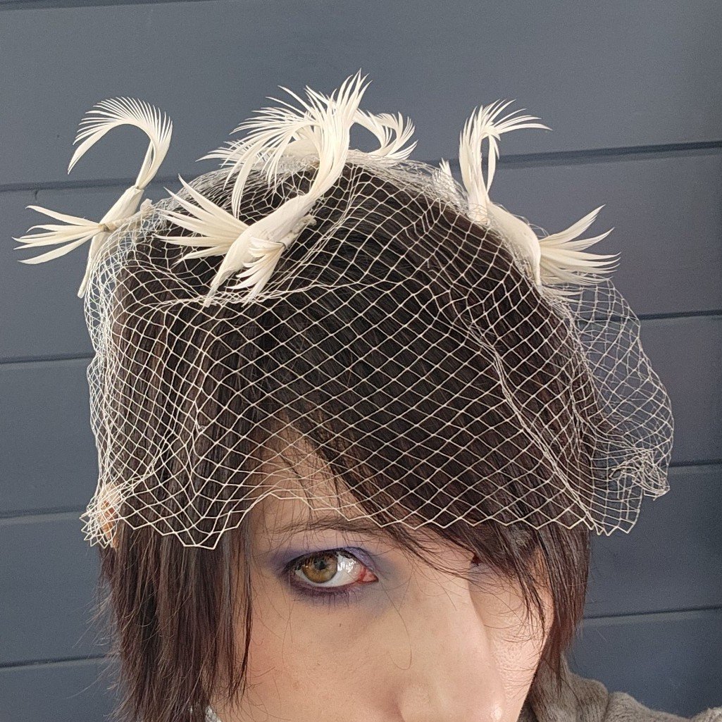 Vintage White Bird Hair Veil