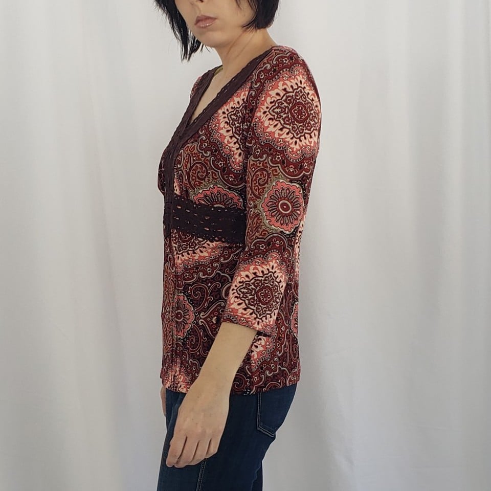Y2K Does Boho Red and Brown Top