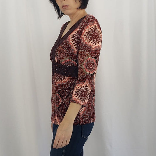 Y2K Does Boho Red and Brown Top