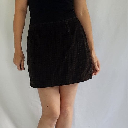 Y2K Brown Textured Mini Skirt