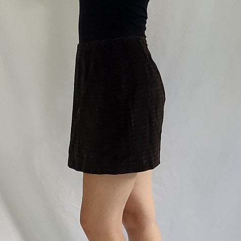 Y2K Brown Textured Mini Skirt