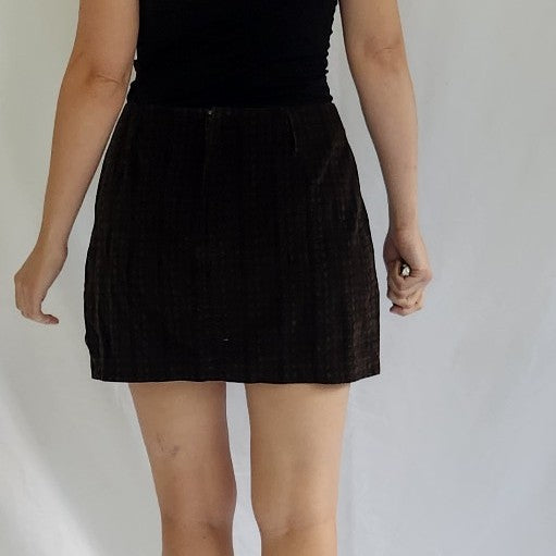 Y2K Brown Textured Mini Skirt