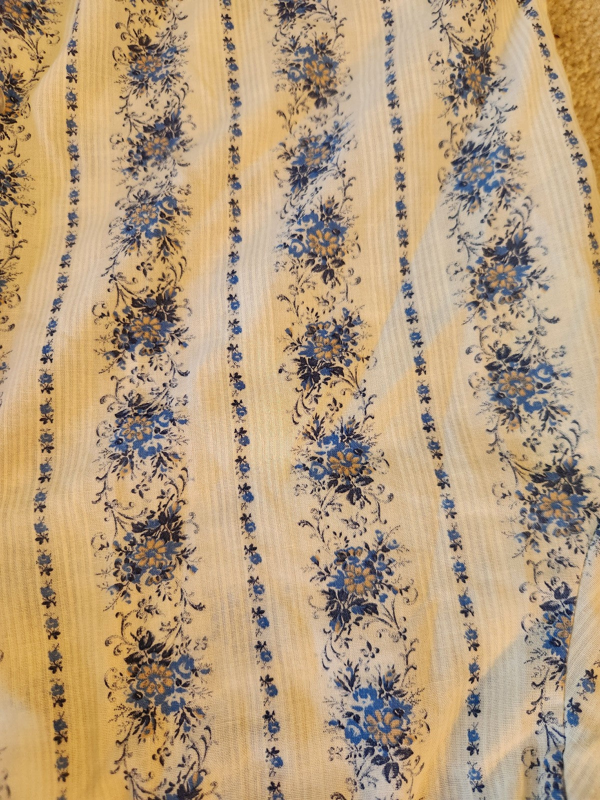 70s Blue Floral Button Down Shirt
