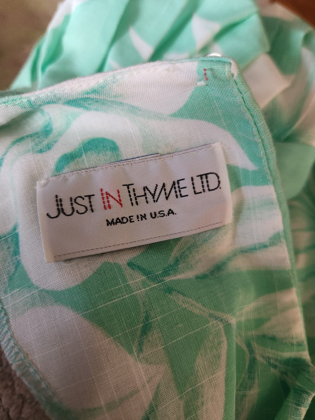 80s Green and White Tropical Floral Midi Dress