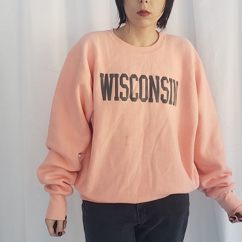 90s Pink Wisconsin Crew Neck Sweatshirt