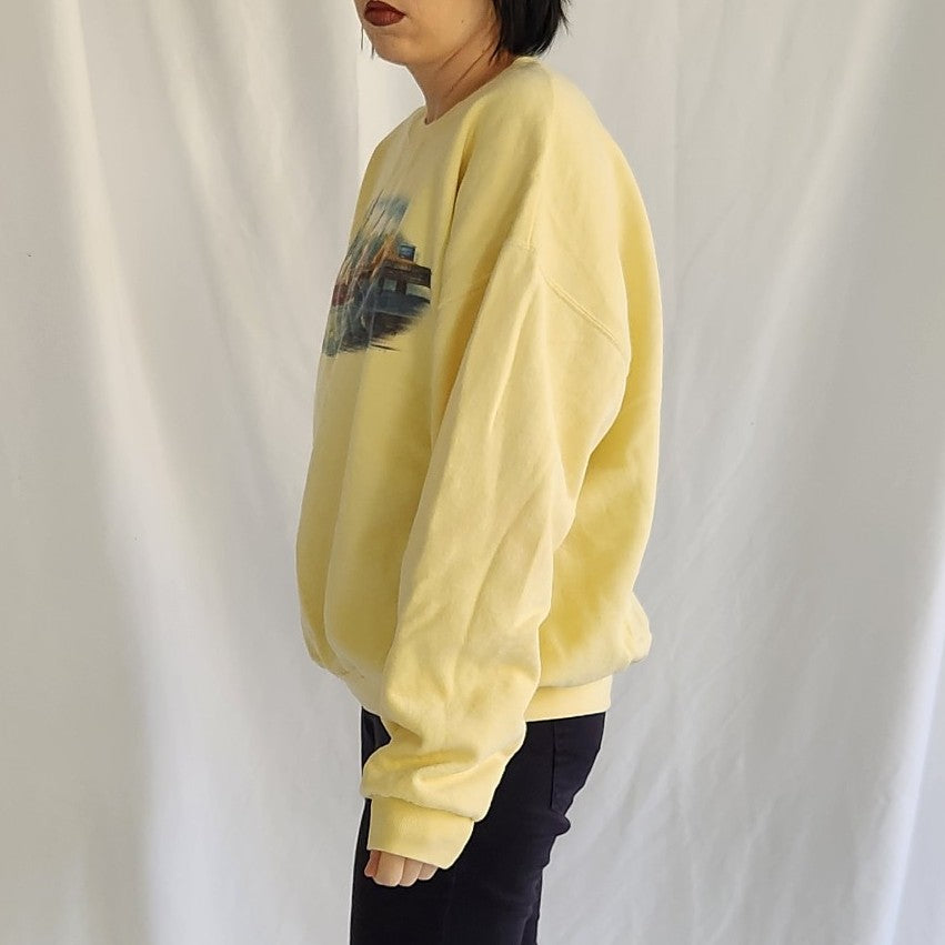00s Yellow Golden Lab Puppies Fishing Crew Neck Sweatshirt