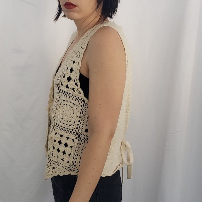 90s Beige Crochet Vest