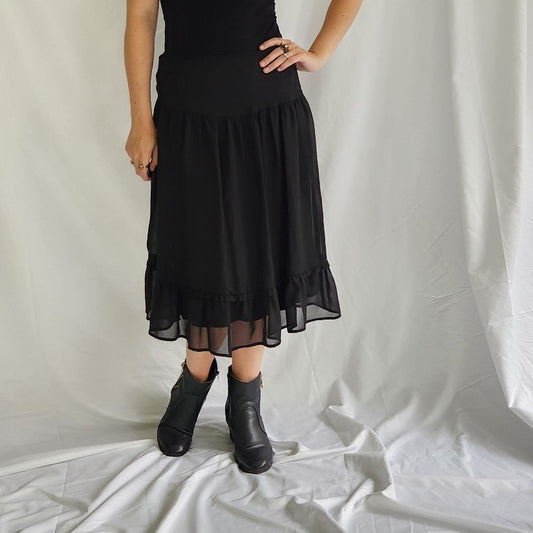 Black Floaty Midi Skirt