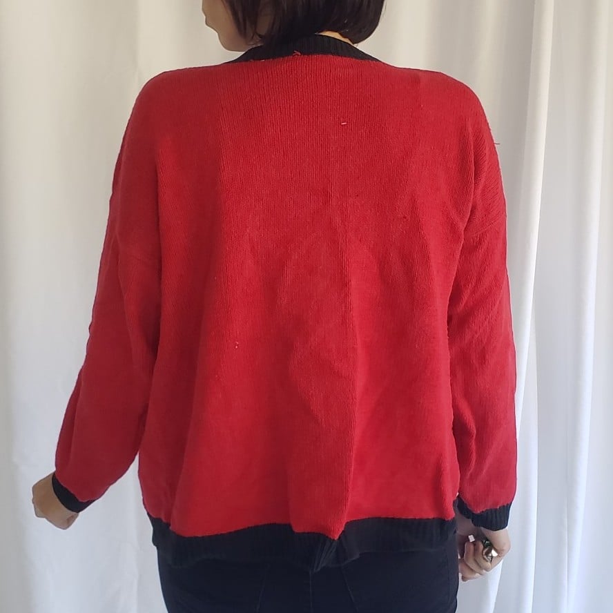 90s Red Christmas Cardigan