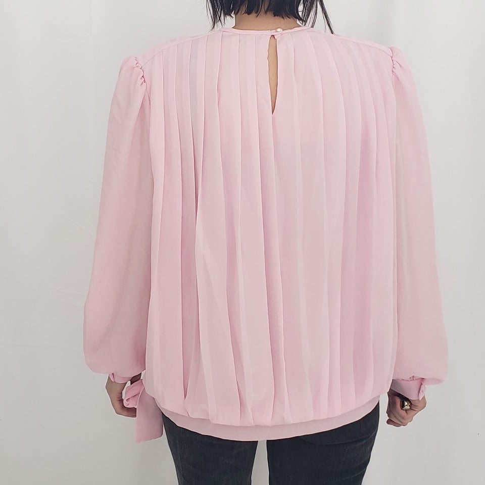 80s Pink Pleated Blouse
