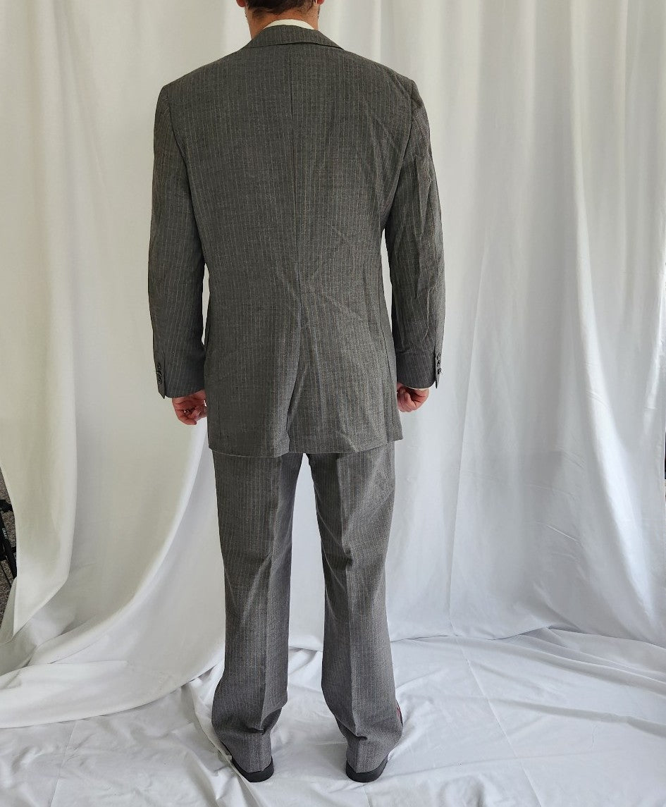 70s/80s Gray Pinstripe Three Piece Suit