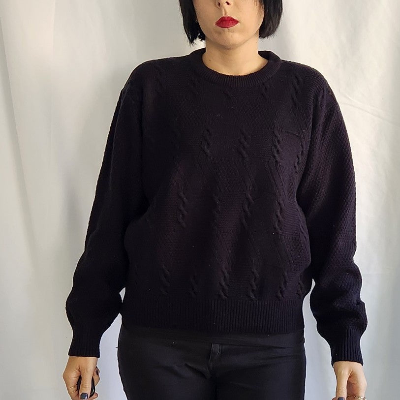 80s Black Crew Neck Sweater