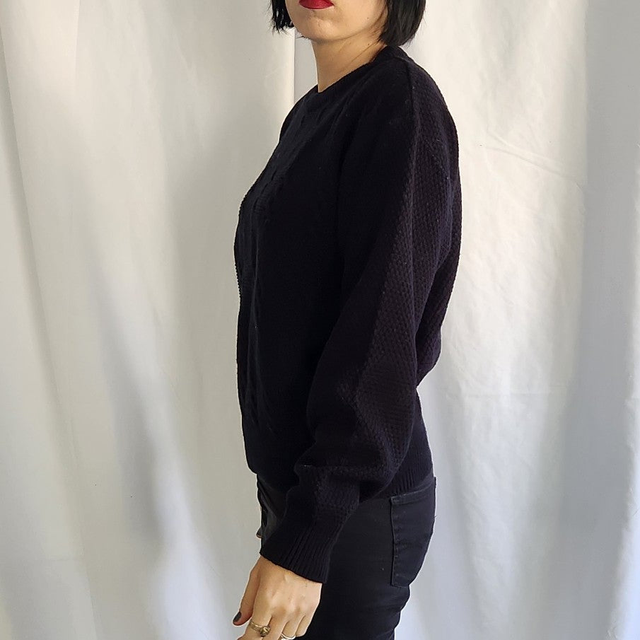 80s Black Crew Neck Sweater