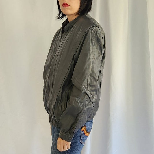 80s Gray Leather Jacket