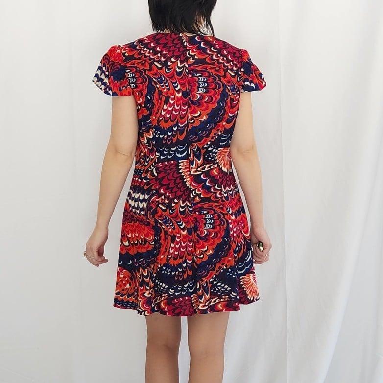 60s Hand Made Pink, Orange, and Blue Dress
