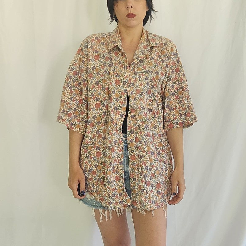 90s 100% Cotton Floral Button Down