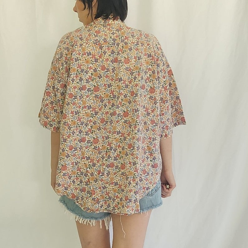 90s 100% Cotton Floral Button Down