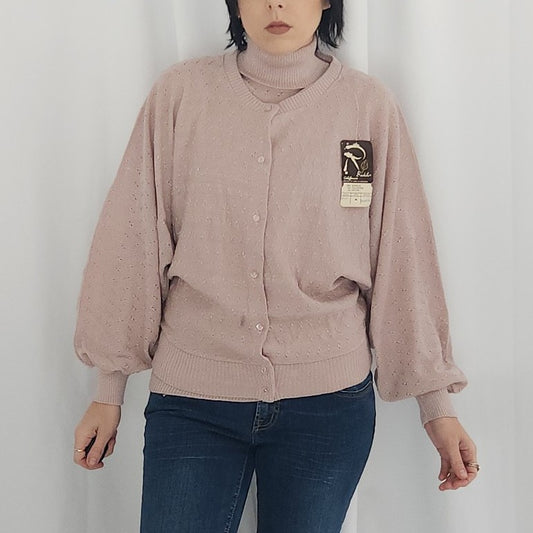 70s Deadstock Pink and Silver Sweater Set