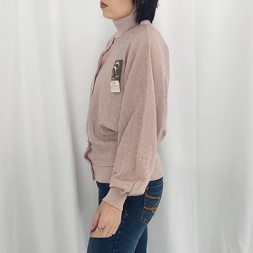 70s Deadstock Pink and Silver Sweater Set