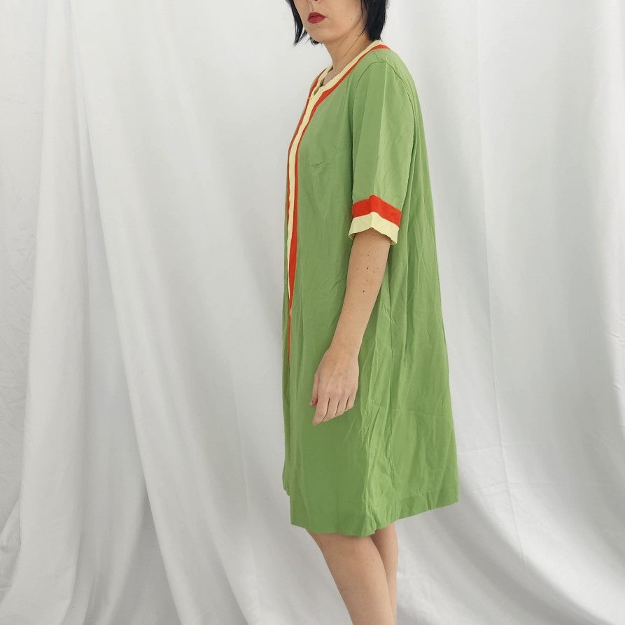 70s Green, Yellow, and Orange Nylon Robe
