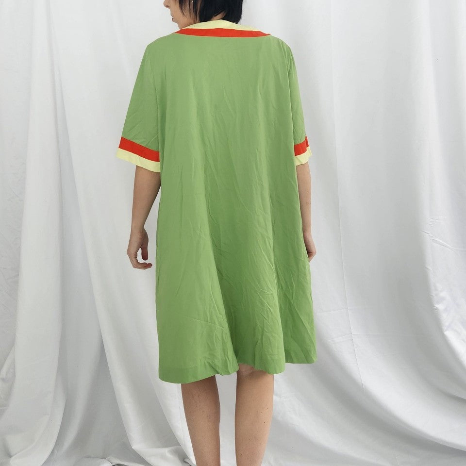 70s Green, Yellow, and Orange Nylon Robe