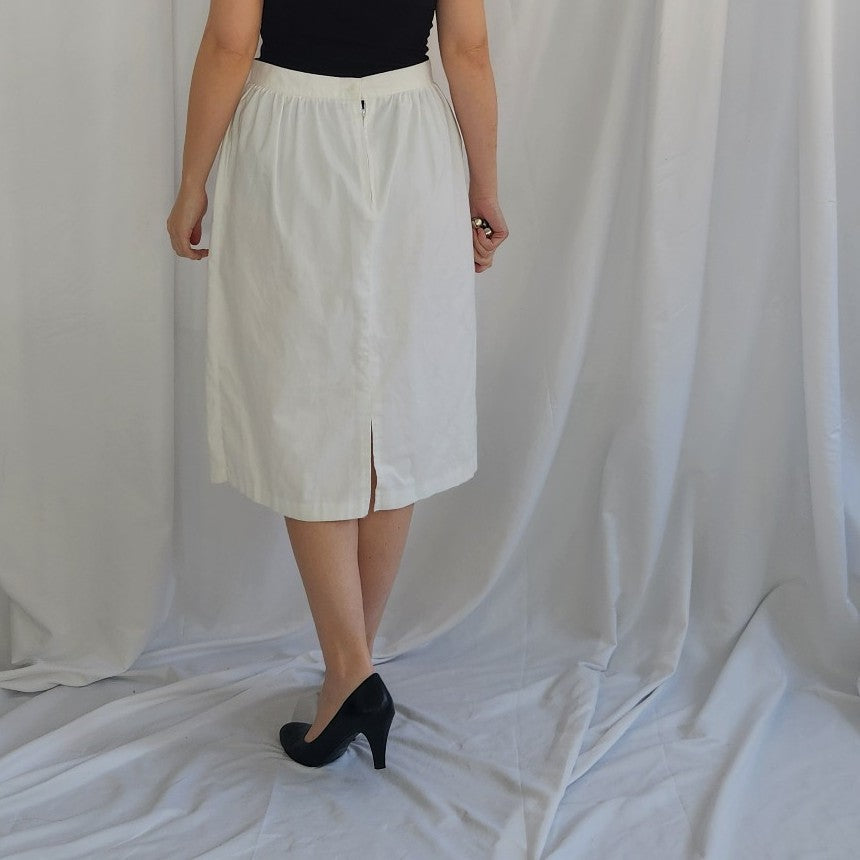 80s White Midi Skirt
