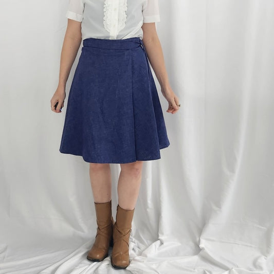 70s Blue Hand Made Wrap Skirt