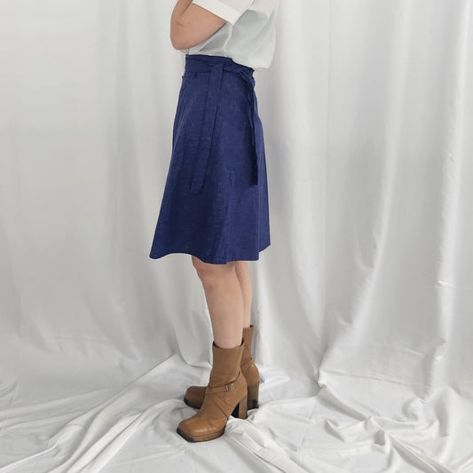 70s Blue Hand Made Wrap Skirt