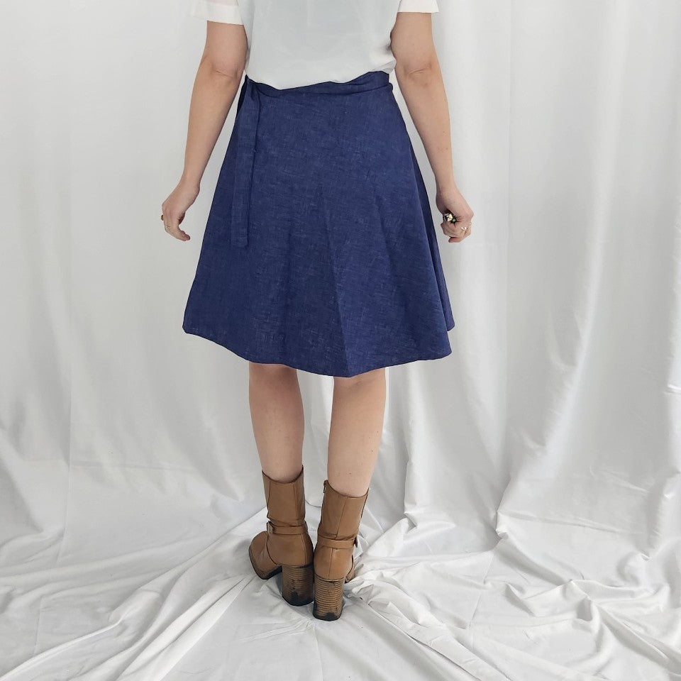 70s Blue Hand Made Wrap Skirt