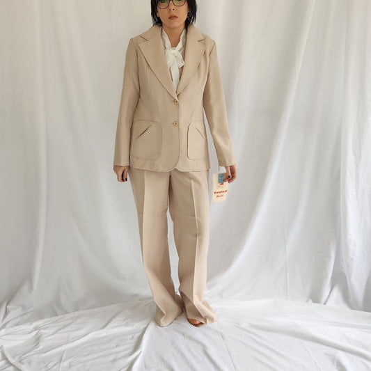 70s Deadstock Tan Ladies 3 Piece Suit