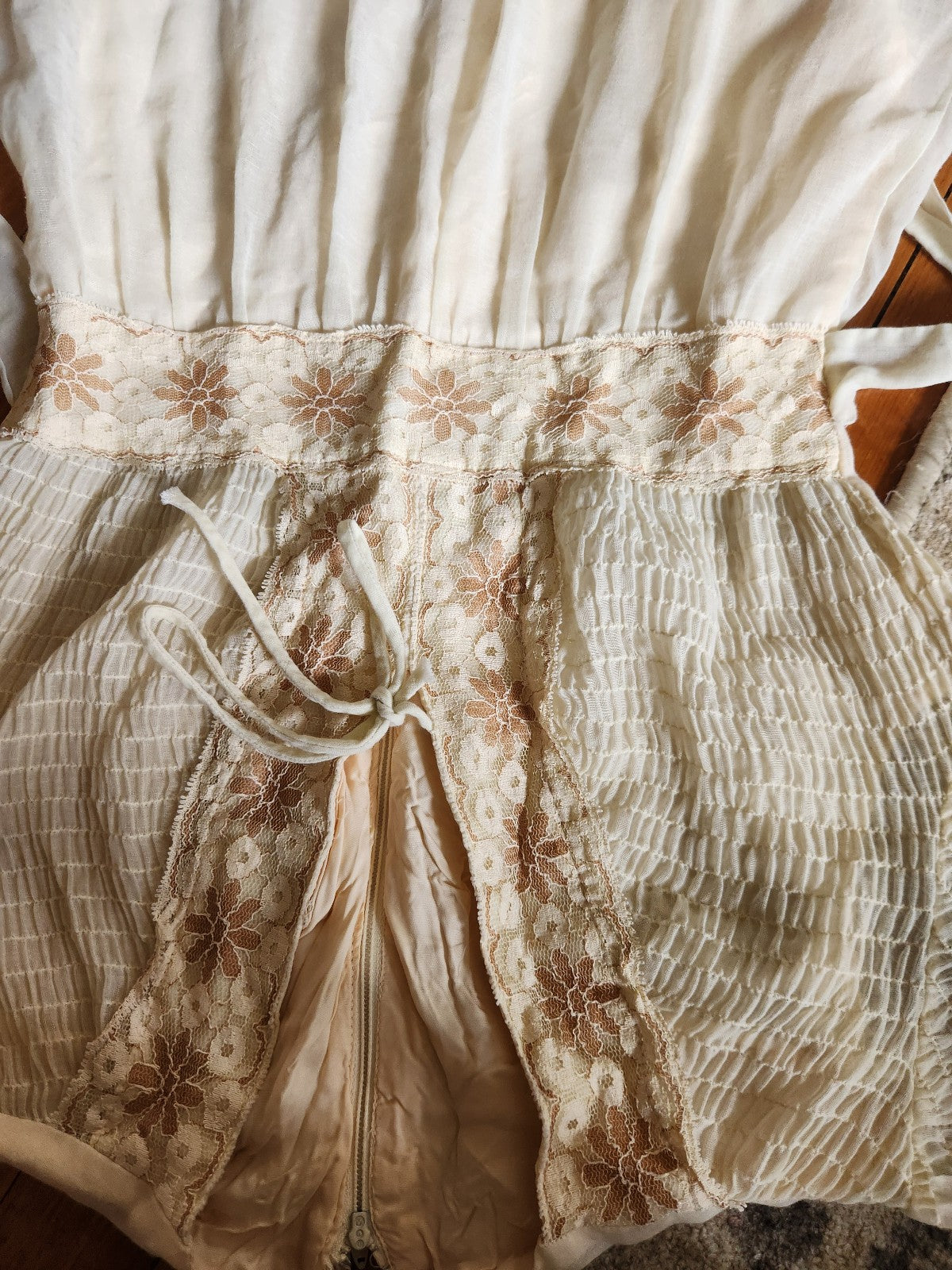 70s Cream Bell Sleeve Prairie Dress