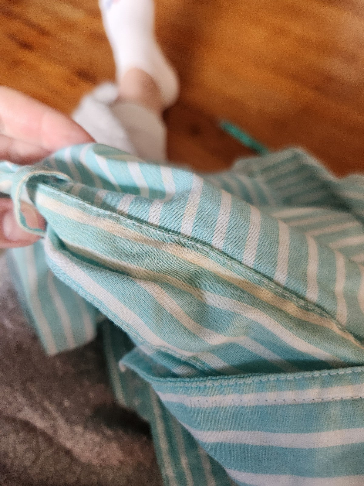 80s Blue and White Striped Day Dress