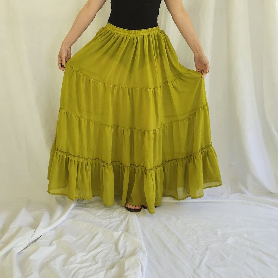 Y2K Green Sheer Maxi Skirt